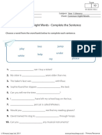 Common Sight Words - Complete The Sentence: Play Two Jump Under My Must Where Please White Help