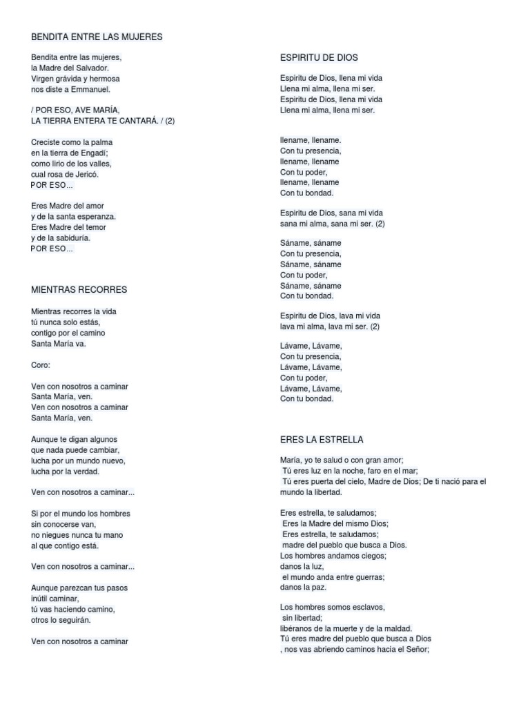 Canciones a la Virgen María | PDF | María, madre de Jesús | Amor