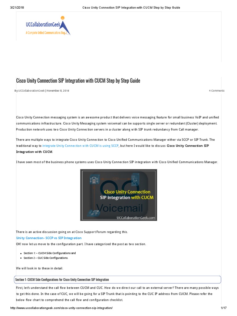 Cisco Unity Connection SIP Integration With CUCM Step by Step Guide ...