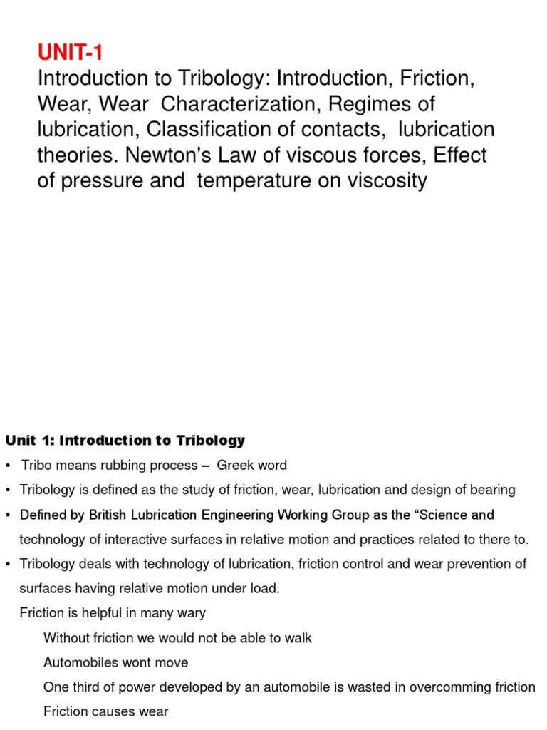 Tribology PDF Wear Viscosity
