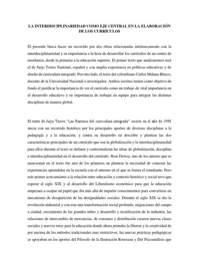 La Importancia Del Curriculo Integrado | PDF | Plan de estudios ...