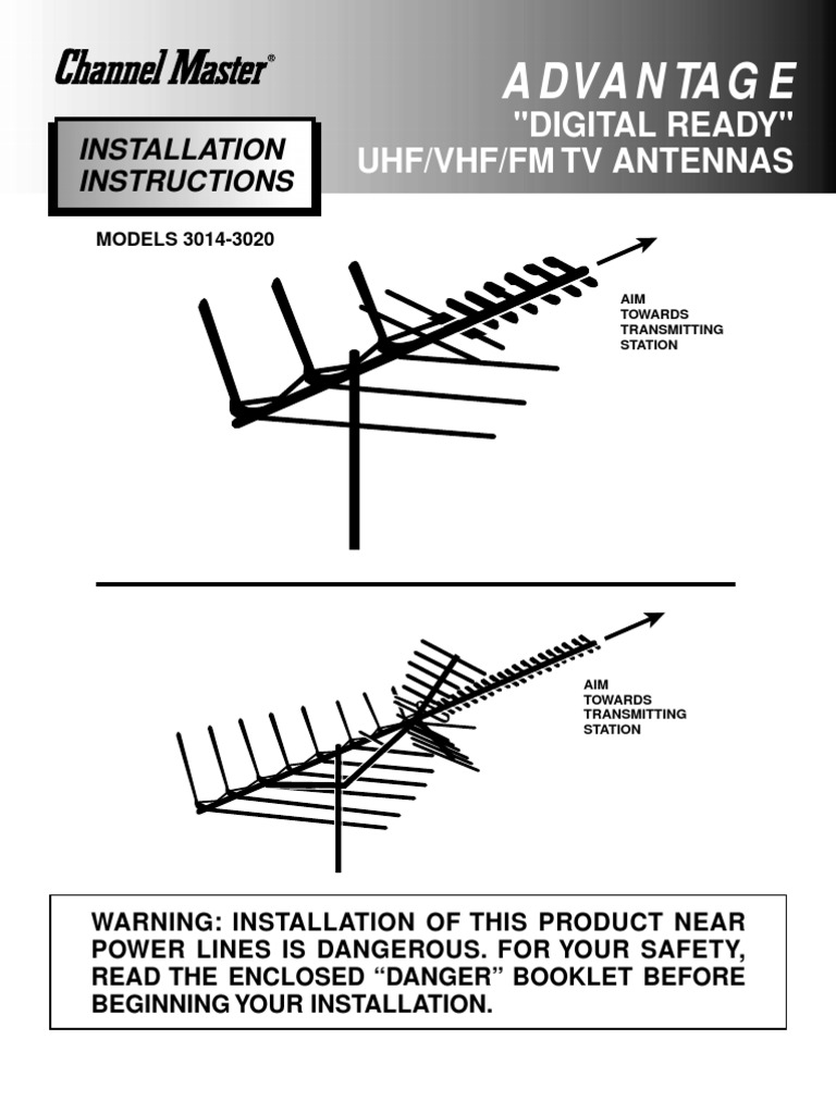 Channel Master CM 3020 Deep Fringe Advantage TV Antenna Manual PDF