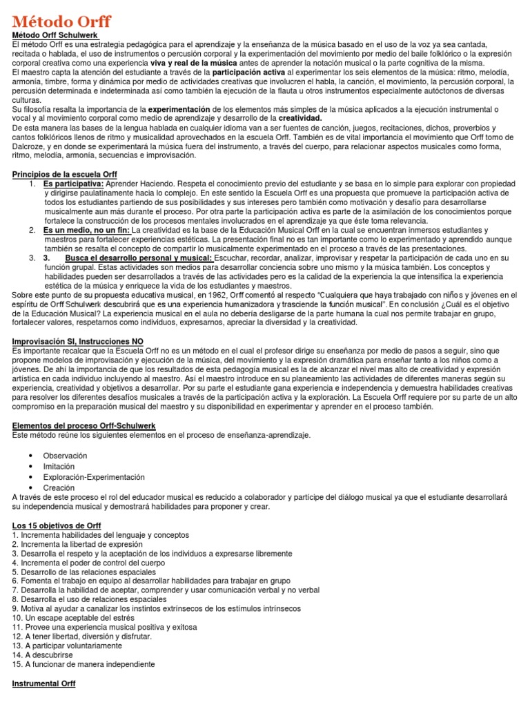 Método Orff | PDF | Creatividad | Aprendizaje