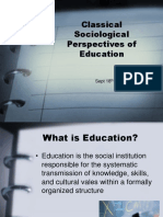 Classical Sociological Perspectives of Education: Sept 18, 2006
