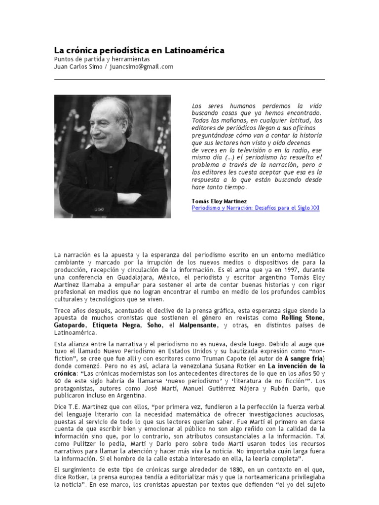 La crónica periodística en Latinoamérica PDF Periodismo