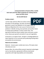 Development and Characterisation of Banana Fibre, Marble Dust Slurry and PVC Filled Composite For Making Electric Board and Fibre Sheet by Saurabh Bansal Problem Detail