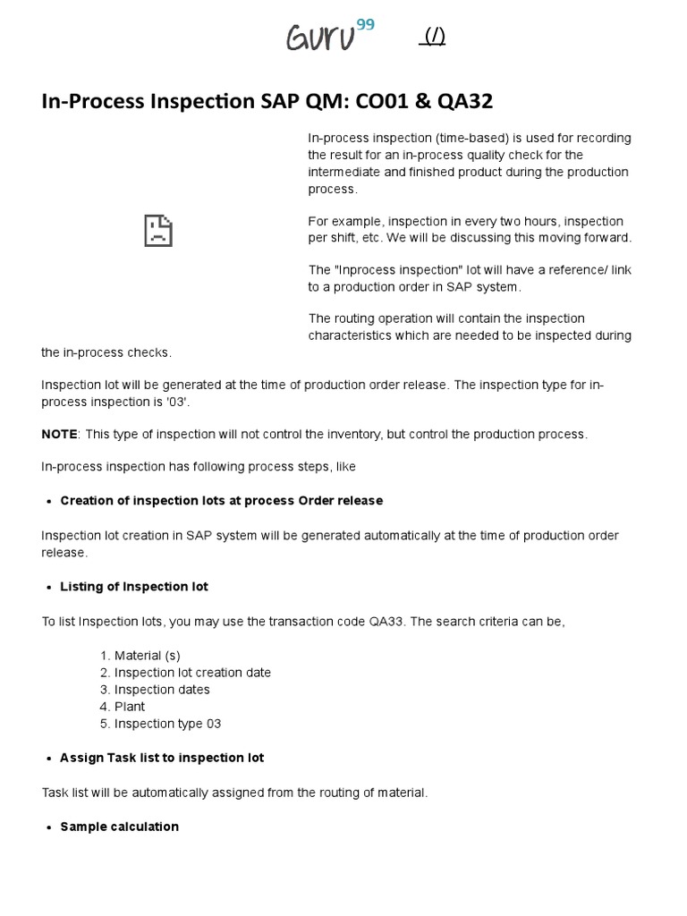 In-Process Inspection in SAP QM | PDF | Specification (Technical ...