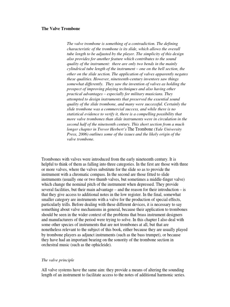 The Valve Trombone PDF Trombone Brass Instruments