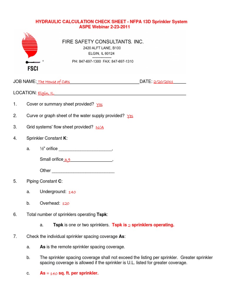 13D Form Calculations PDF | PDF | Fire Sprinkler System | Dynamics ...