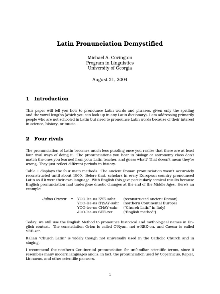 Latin Pronunciation Demystified Latin Syllable