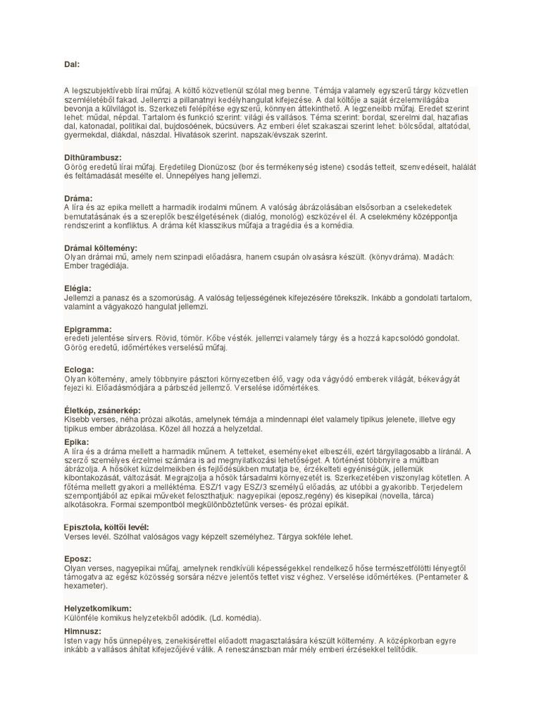 Irodalmi Mufajok Pdf