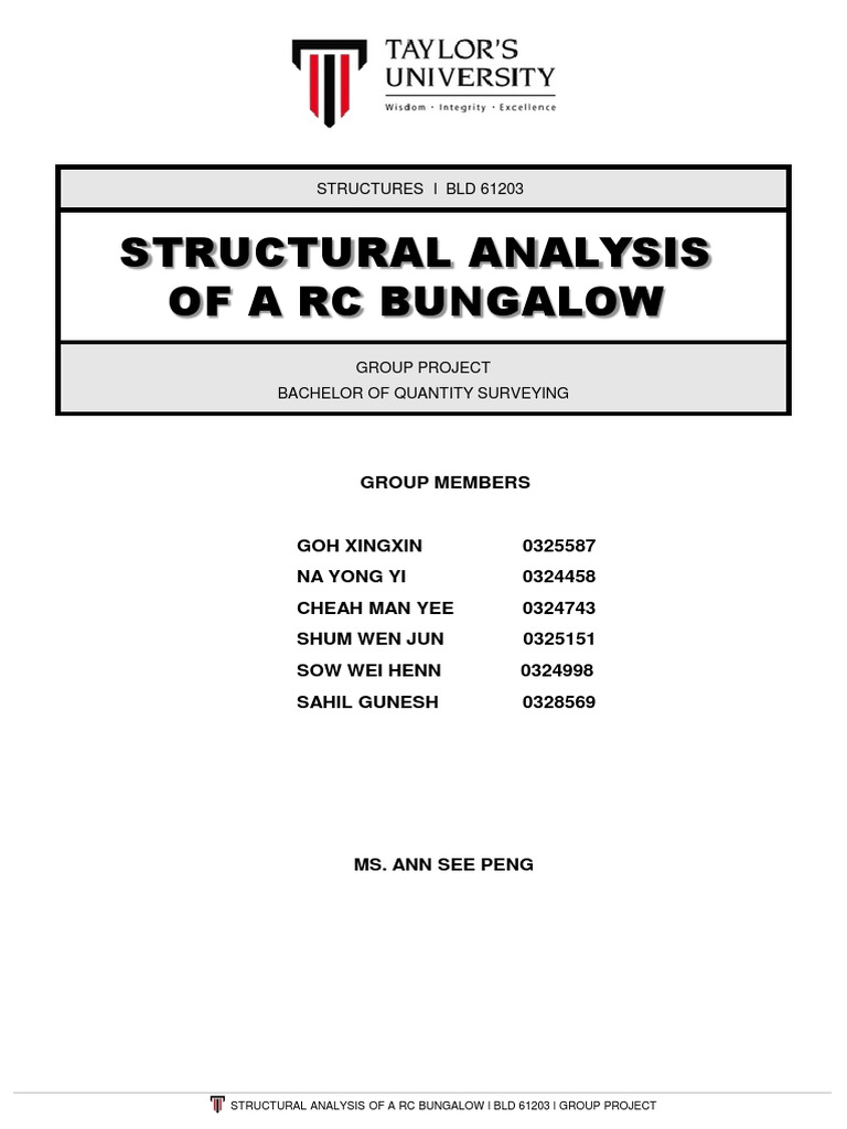 Structural Analysis of A RC Bungalow: Group Members | PDF | Teaching ...