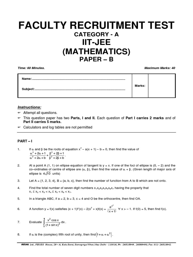 0163 Cat A Maths Paper B Sample | PDF | Ellipse | Triangle