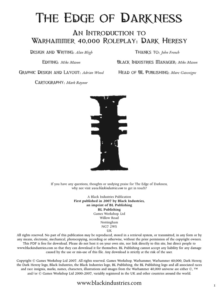 Dark Heresy Scenario The Edge Of Darkness