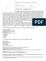 1 Avaliação - 1ºtrimestre 2018