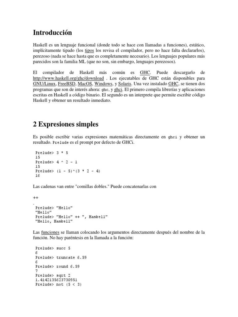 Introducción A Haskell | PDF | Lenguaje de programación | Comillas