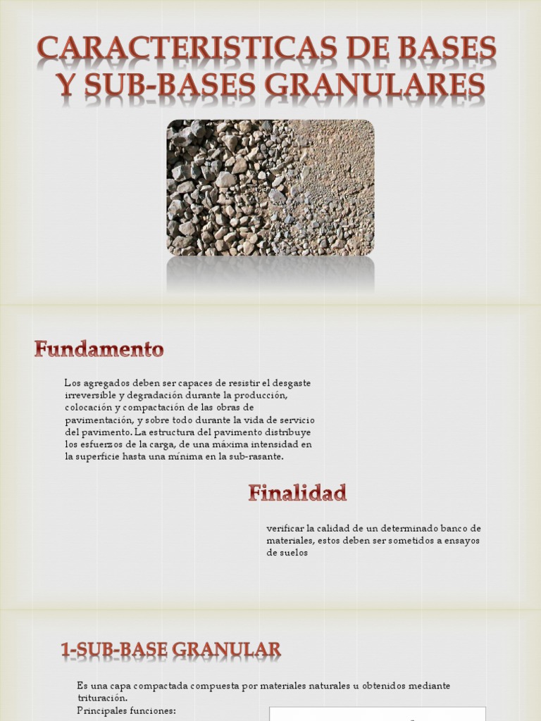 Caracteristicas de Bases y Sub-bases Granulares | Plasticidad (Física ...