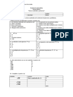 Prueba de Matemática Raices Cuadras y Potencias