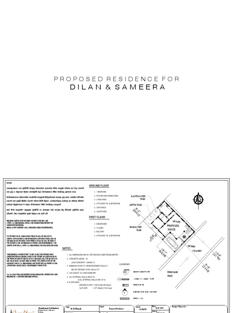 Proposed Residence Architectural Plans | PDF