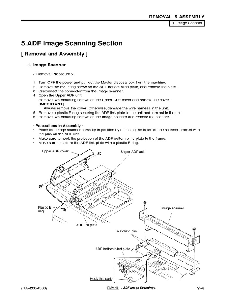 ADF Image Scanner Removal Guide | PDF | Belt (Mechanical) | Electrical ...