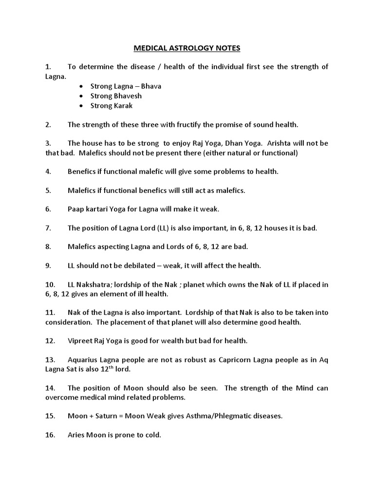 Medical Astrology Part 1 PDF In Astrology Astrology