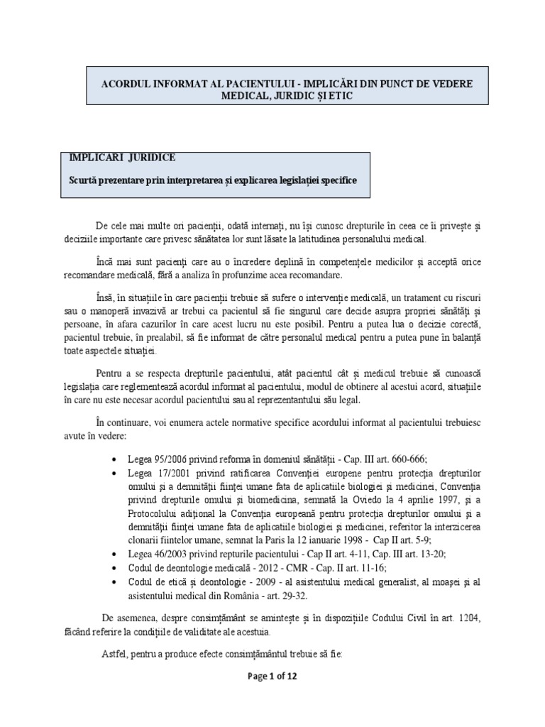 Acordul Informat Al Pacientului | PDF