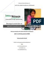 Síntesis Educativa Semanal de Michoacán al 18 de junio de 2018