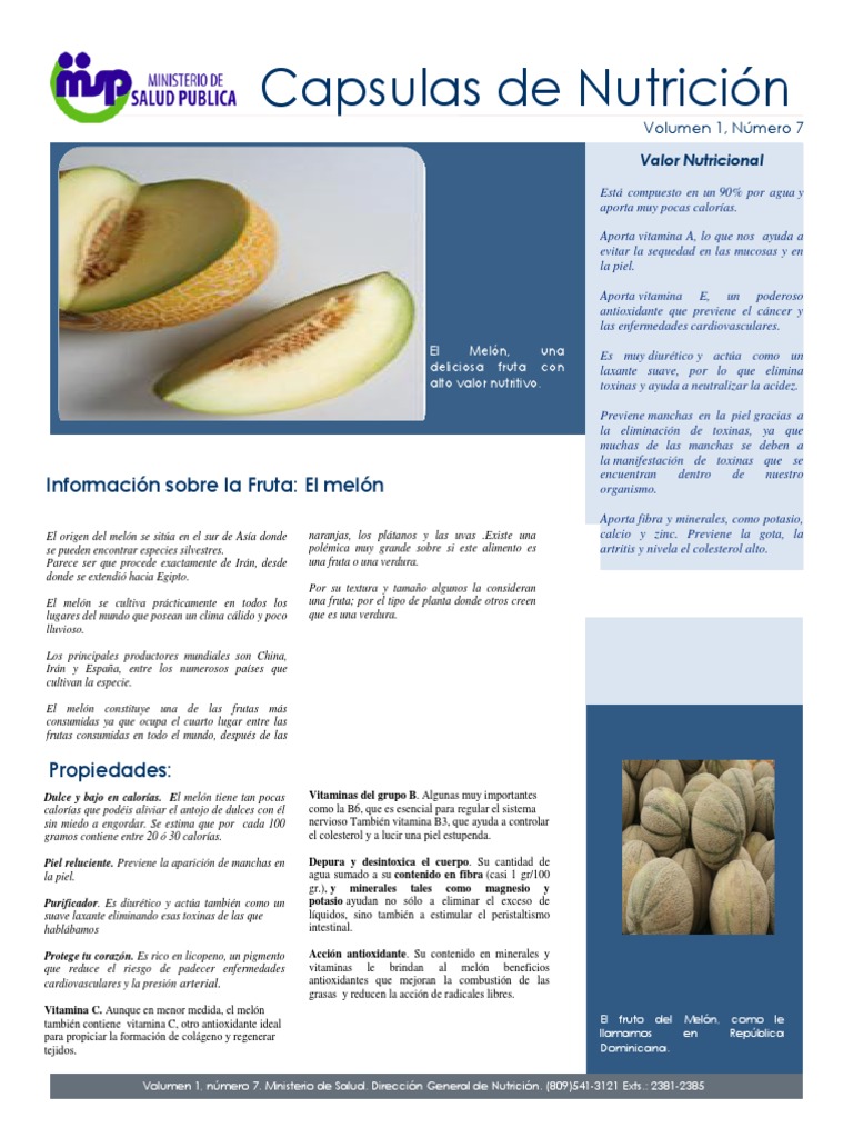 Capsulas de Nutrición Información sobre la Fruta El melón Happy