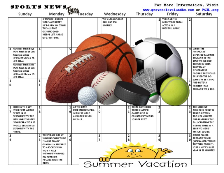 Sports Calendar June 2018 | PDF | Sports | Leisure