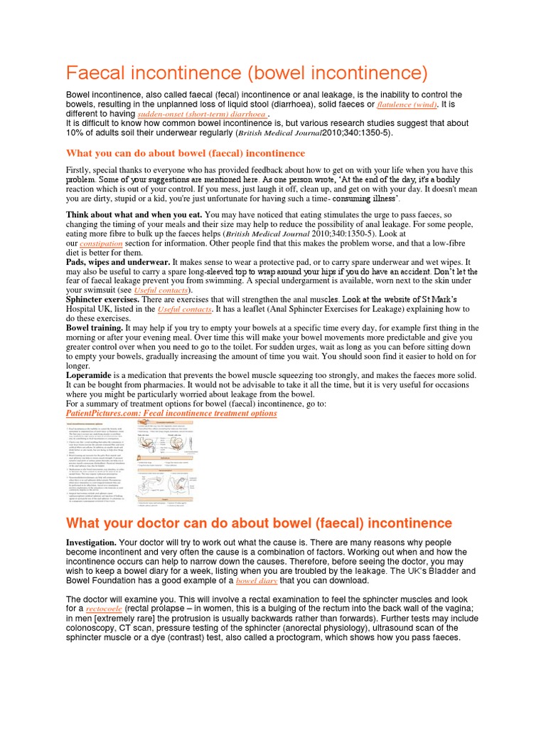 Faecal Incontinence | PDF | Urinary Incontinence | Rectum