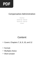 Compensation Administration - Final Exam Review