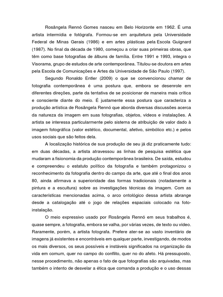 Rosângela Rennó: Fotografia e Arte Contemporânea | PDF | Pinturas ...