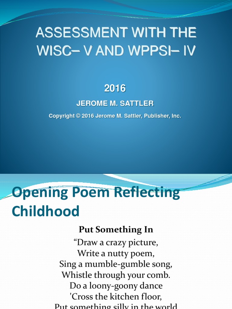 WISC-V - Spanish y WPSSI - IV  Quality Of Life  Psychological With Regard To Wppsi Iv Report Template