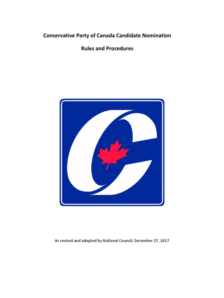 Conservative Party of Canada Candidate Nomination Rules Voting