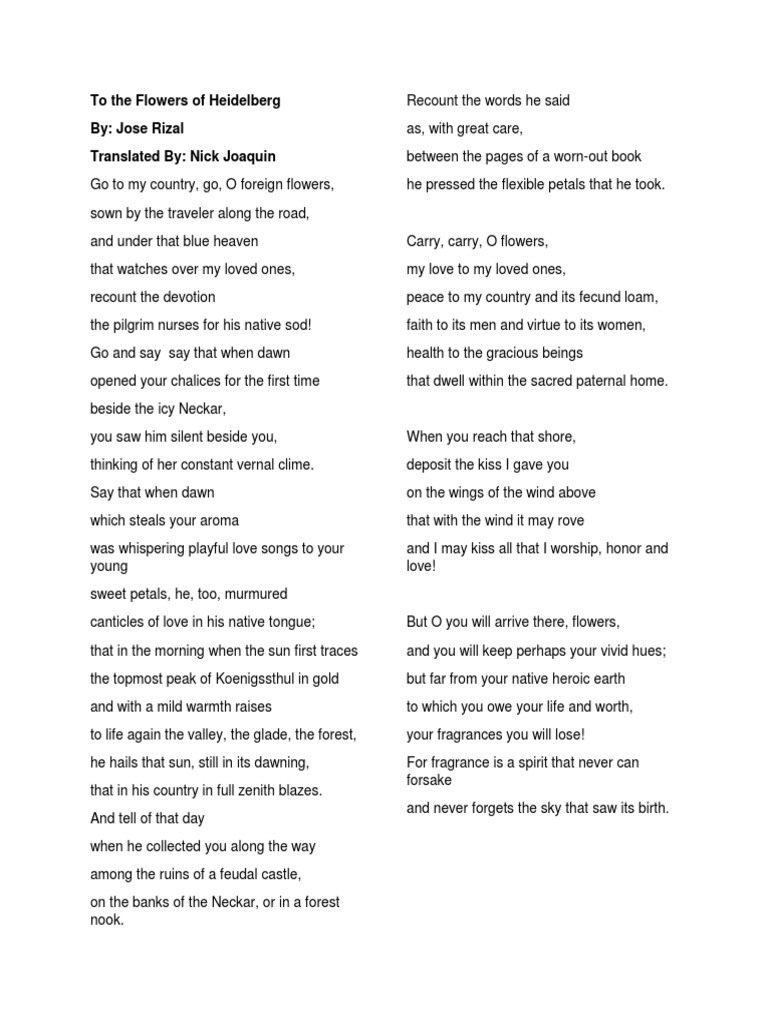 To the Flowers of Heidelberg