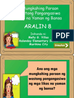 Aralin 8 Mga Mungkahing Paraan NG Wastong Pangangasiwa NG Likas Na Yaman NG Bansa-MELLY G. VILLAS-MALANDAY ELEMENTARY SCHOOL-MARIKINA CITY