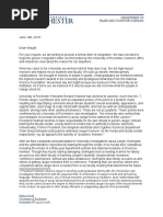 University of Rochester Letter of Resignation
