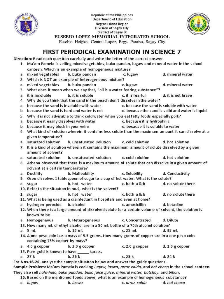 Science 7 Exam for Students | PDF | Electromagnetic Radiation | Waves