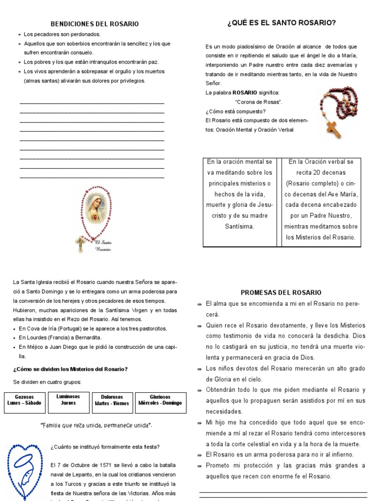 Folleto El Rosario Rosario Oración