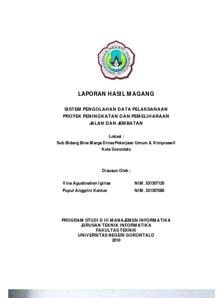 Contoh Laporan Pkl Sistem Informasi Pengolahan Data Kumpulan Contoh Laporan