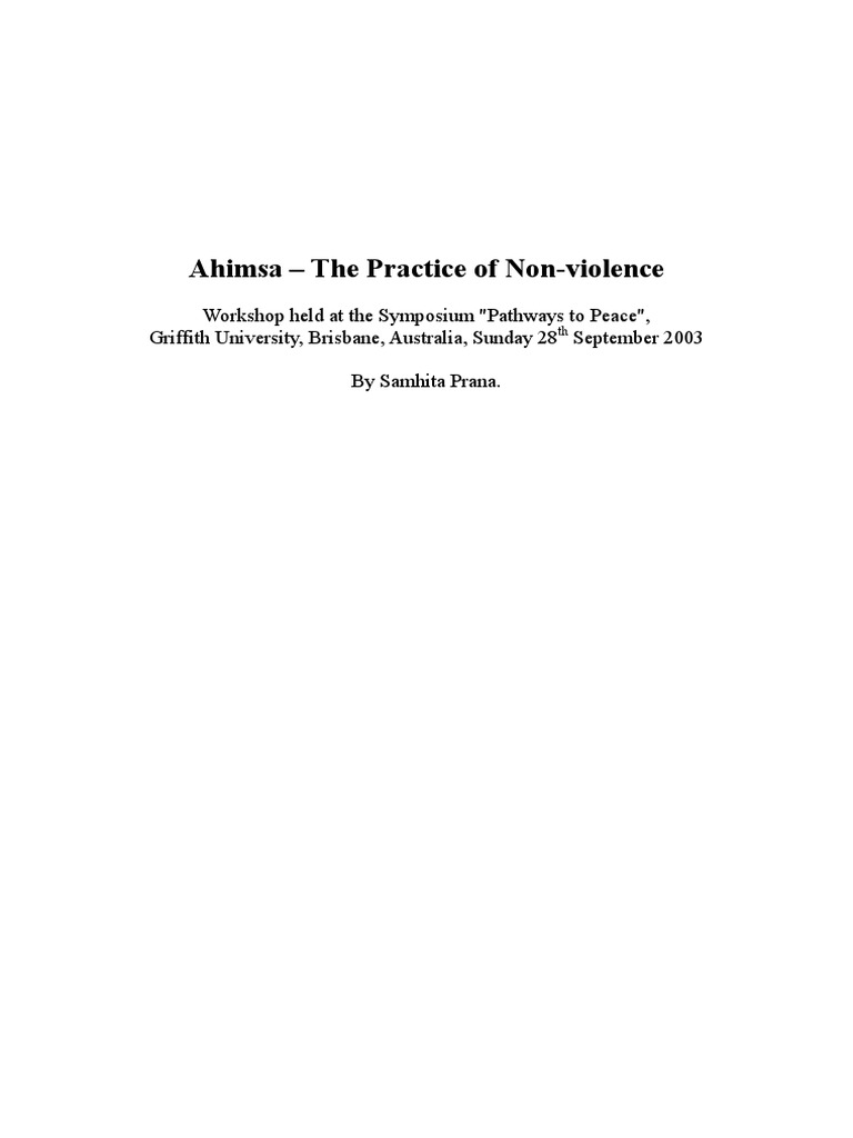 Ahimsa The Practice Of Non Violence Pdf Ahimsa Nonviolence