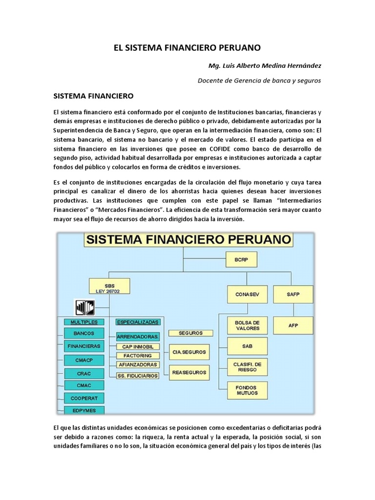 Estructura y Funciones del Sistema Financiero Peruano | PDF | Bancos ...