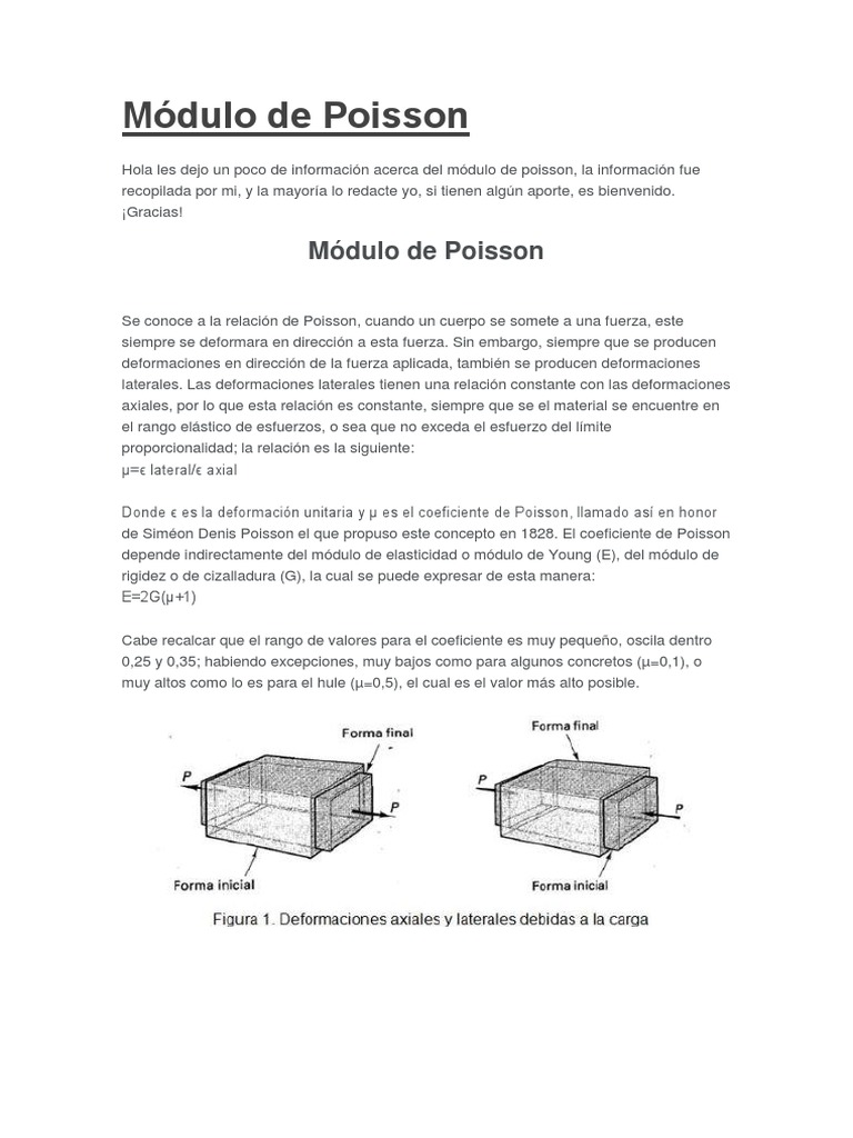 Módulo de Poisson y su obtención | PDF | El módulo de Young | Rigidez