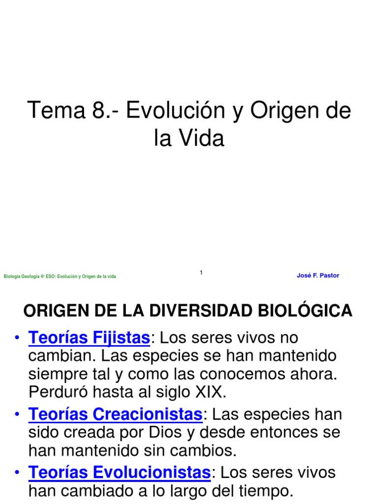 Evolución y Origen de la Vida | PDF | Evolución | Abiogénesis