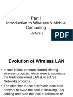 Introduction to Wireless & Mobile Computing Lecture 2: Evolution of Wireless LAN and PAN