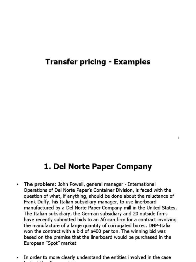 Examples Transfer Pricing | PDF | Business | Tax Rate