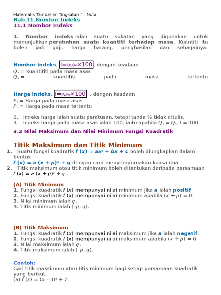 Nota Addmath Tingkatan 4 Pdf