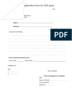 Application Form For MIS Query