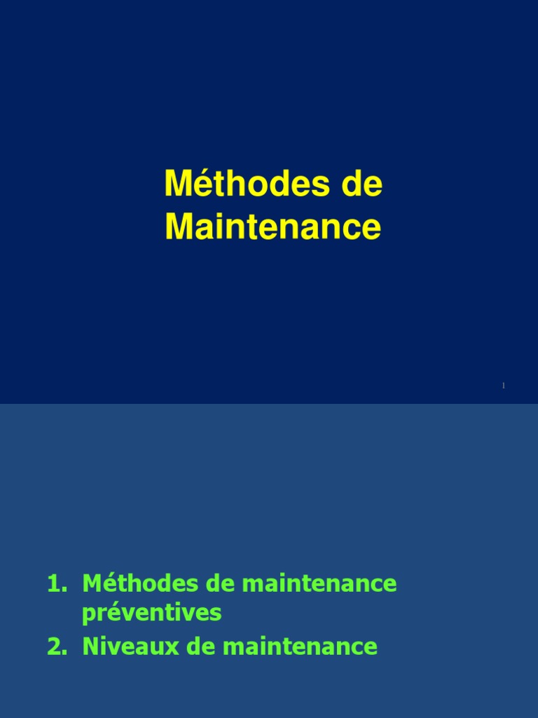 Méthodes de maintenance préventive et conditionnelle | PDF