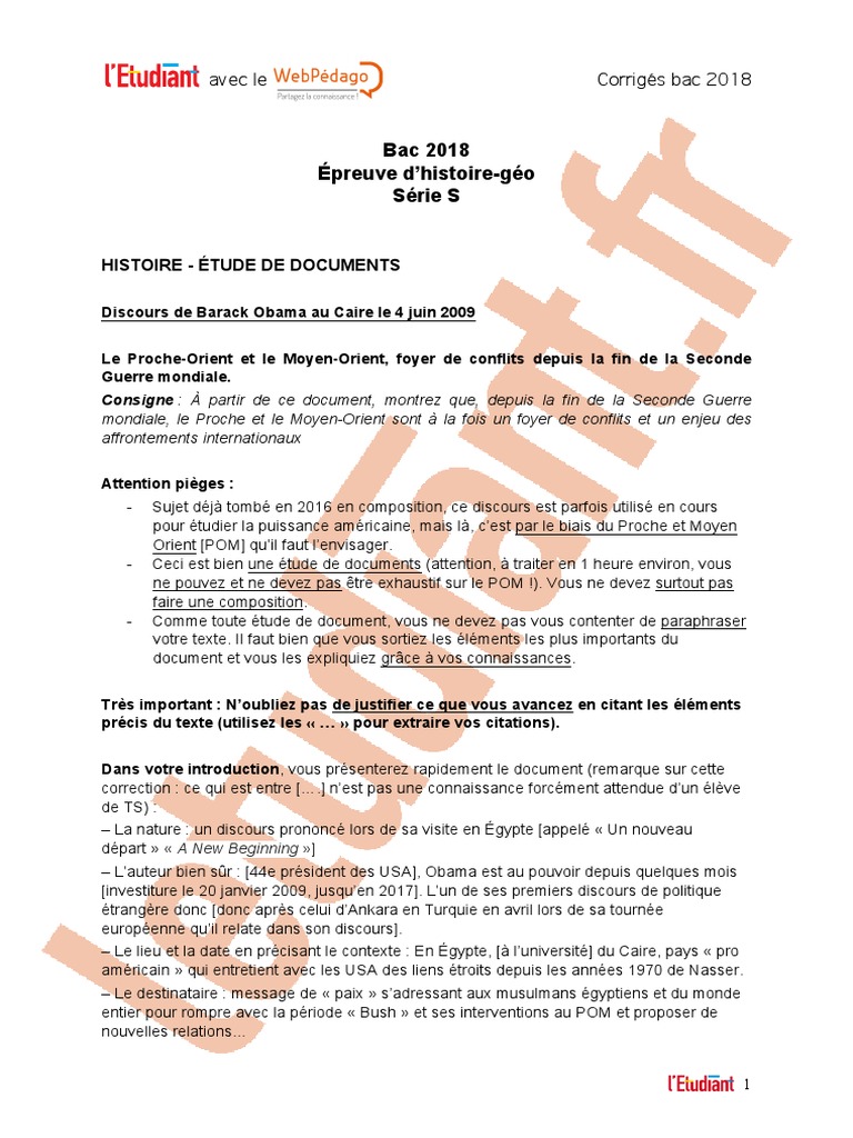 Bac S 18 Histoire Geo Corrige Sujet 2 George W Bush Gouvernement Americain